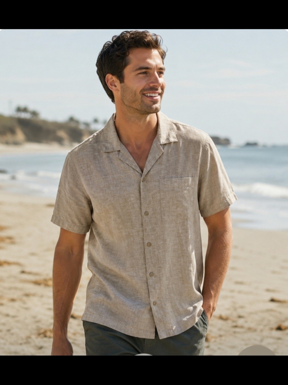 Cubavera Mens Size Medium Short-Sleeve Button-Down Shirt 55% Linen 45% Cotton